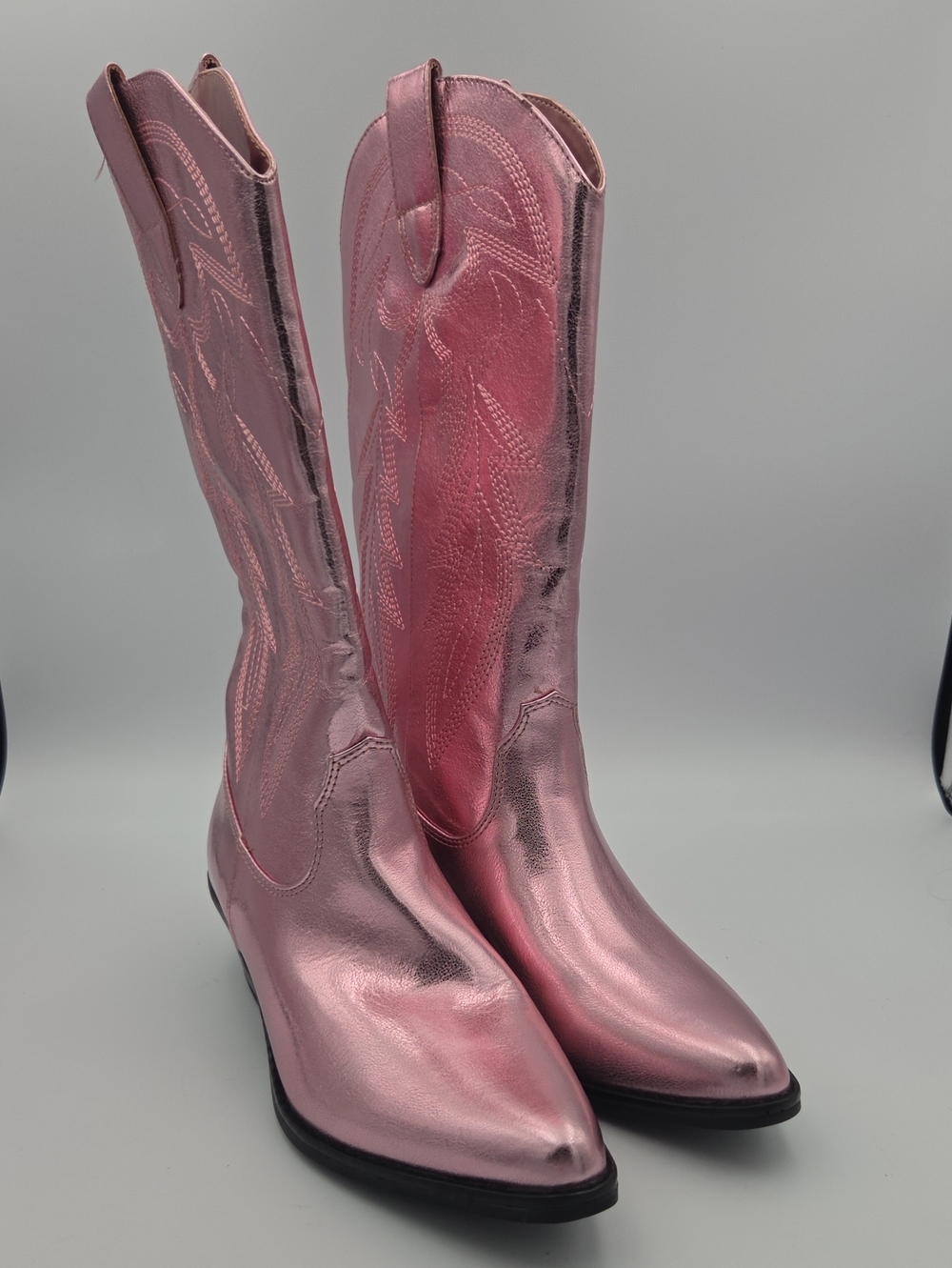 Madden Girl Metallic Pink Tall Cowboy Boots Size 8